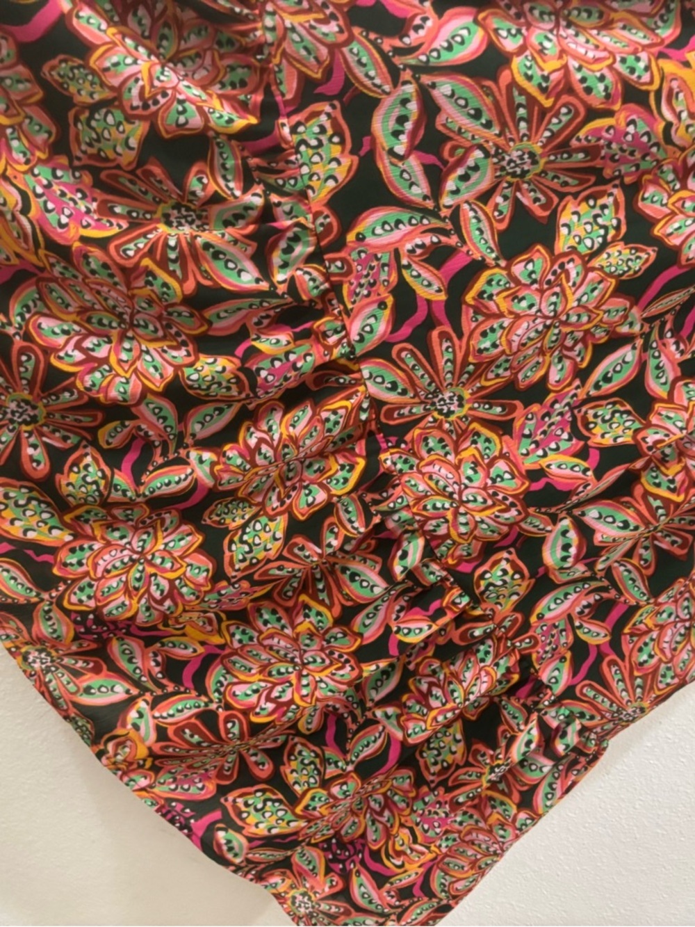 J. Crew Paisley Midi Dress ruffle tired summer boho size 2 Green red pink fun - Picture 5 of 14